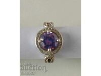 Ασημένιο δαχτυλίδι από ρόδιο με φυσική πέτρα.