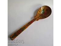 Old Ottoman handmade and painted wooden spoon