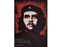 Che Guevara - linogravura cubaneză veche - anii 1970/80