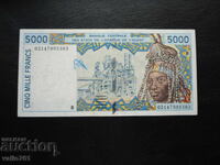 AFRICA DE VEST BENIN 5000 FRANCI 2003 NOU UNC