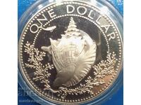 Bahamas 1 Dollar 1974 UNC PROOF Silver Capsule