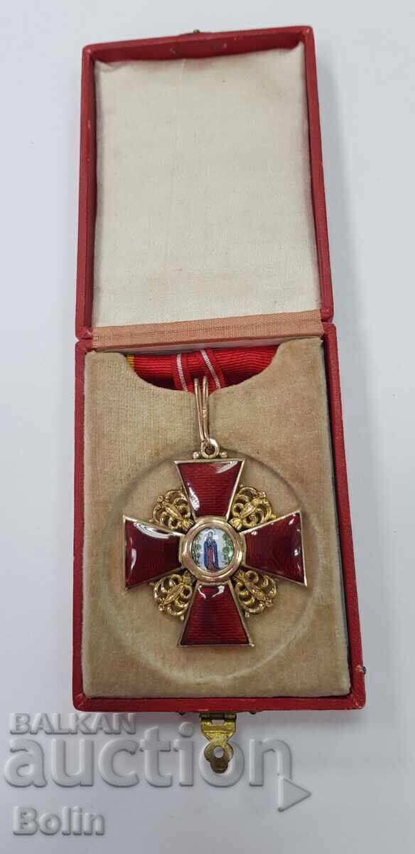 Ordinul Imperial Rus din aur rar al Sf. Anna al II-lea secolul. 56-a I.L. - 12