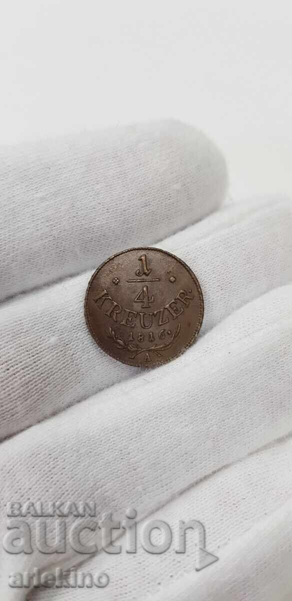 Collectible copper coin 1/4 kreuzer 1816 "A" Austria - 5