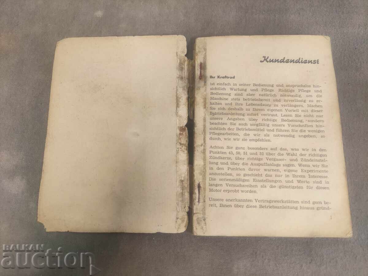 Auction Betriebsanleitung Kraftrad Typ RT ES 125/2 " MZ RT 125/2 Auction Betriebsanleitung Kraftrad Typ RT ES 125/2 " MZ RT 125/2