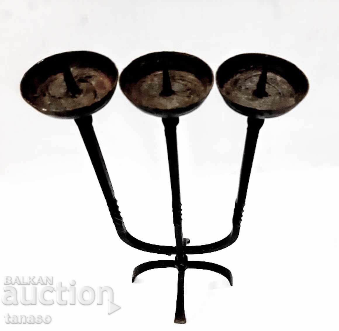 Wrought iron triple candlestick (1.3) with price 60.00 BGN | € 30.68 Wrought iron triple candlestick (1.3) with price 60.00 BGN | € 30.68