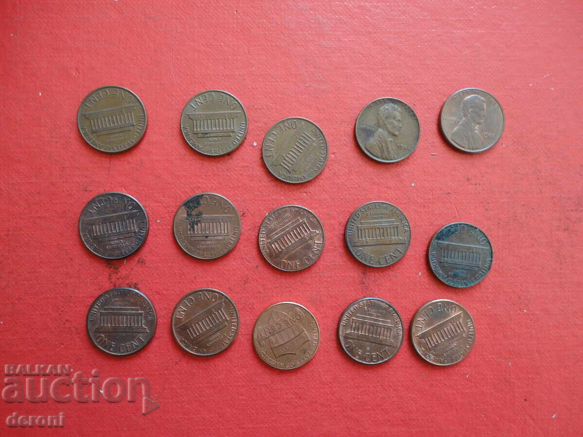 Licitație Monede de 1 cent SUA lotul 1 Licitație Monede de 1 cent SUA lotul 1