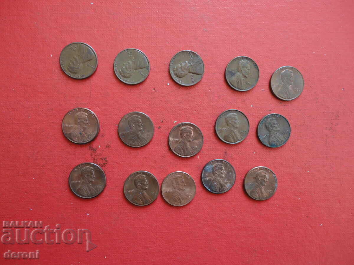 Monede de 1 cent SUA lotul 1 - 5 Monede de 1 cent SUA lotul 1 - 5