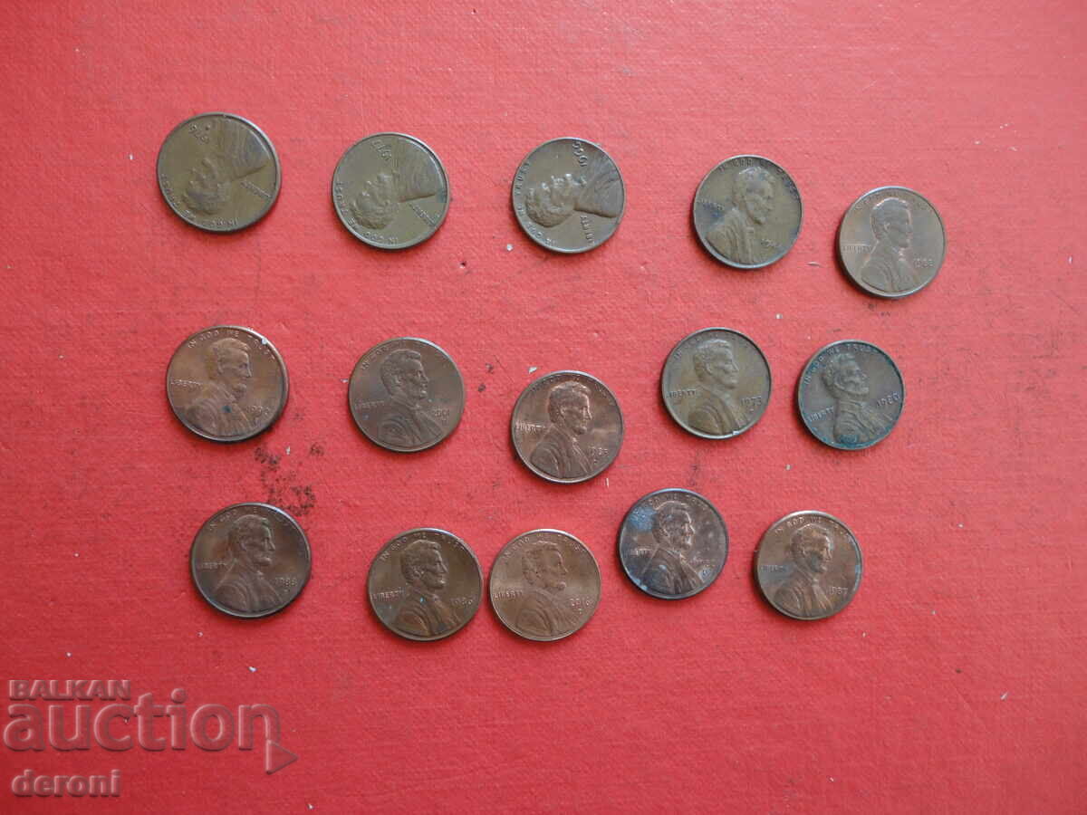 Monede de 1 cent SUA lotul 1 - 6 Monede de 1 cent SUA lotul 1 - 6