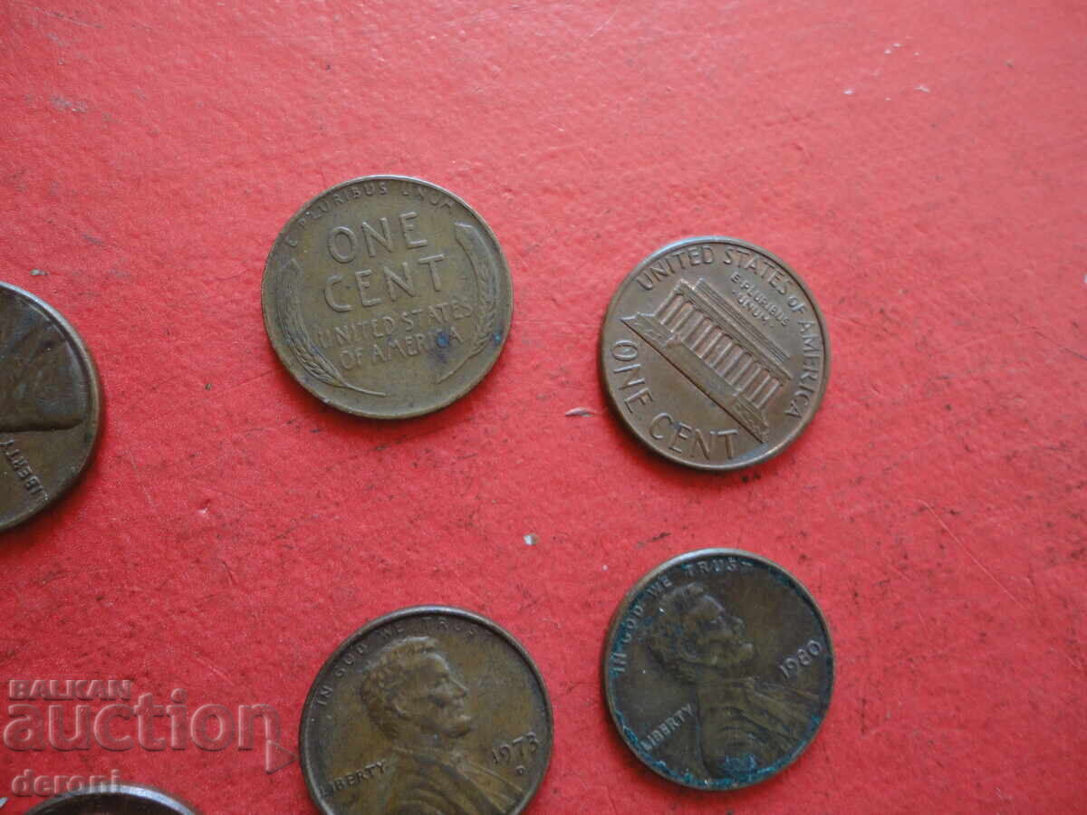 Monede de 1 cent SUA lotul 1 - 7 Monede de 1 cent SUA lotul 1 - 7