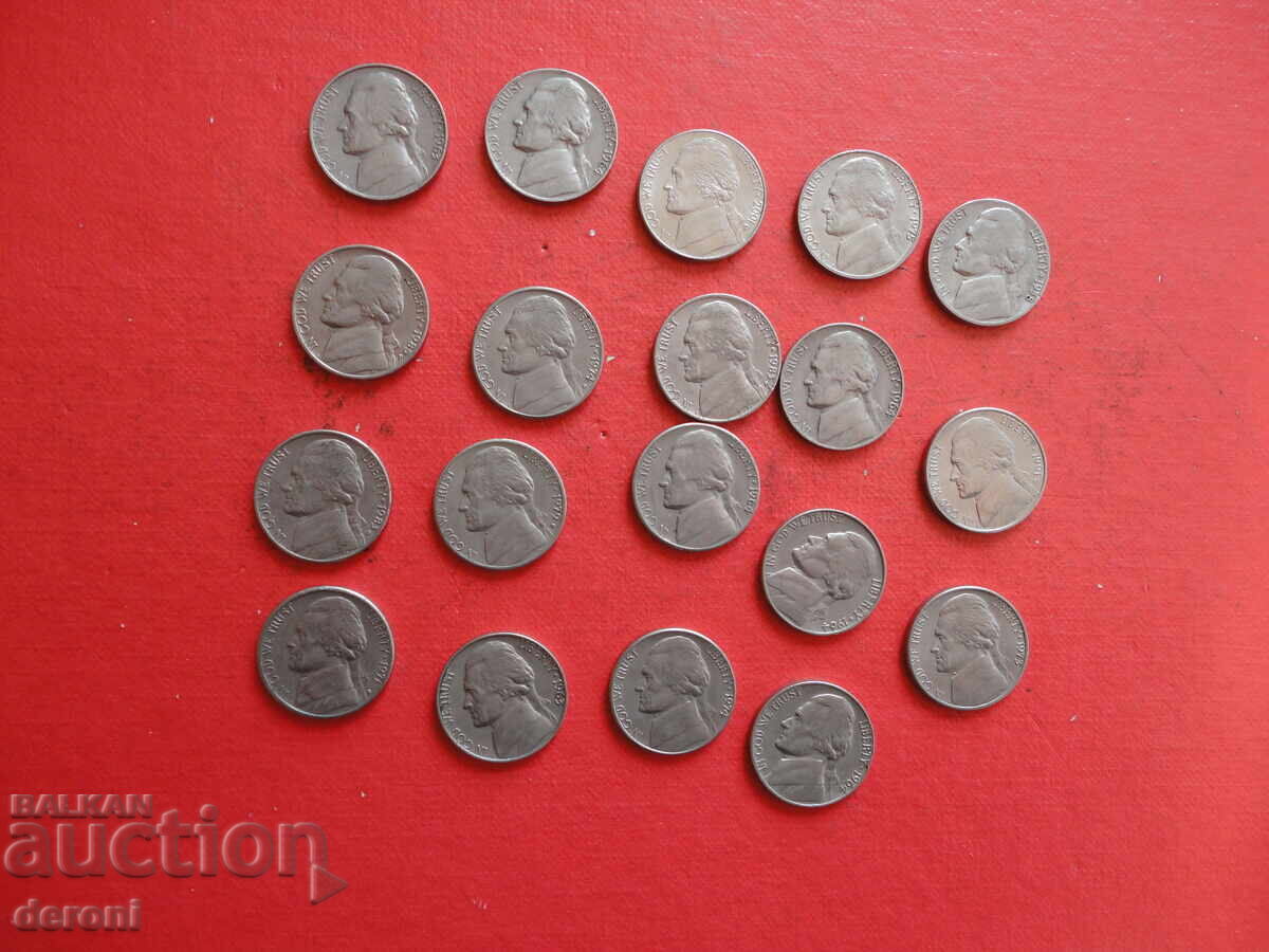 5 cents USA coins lot 5 - 5 5 cents USA coins lot 5 - 5