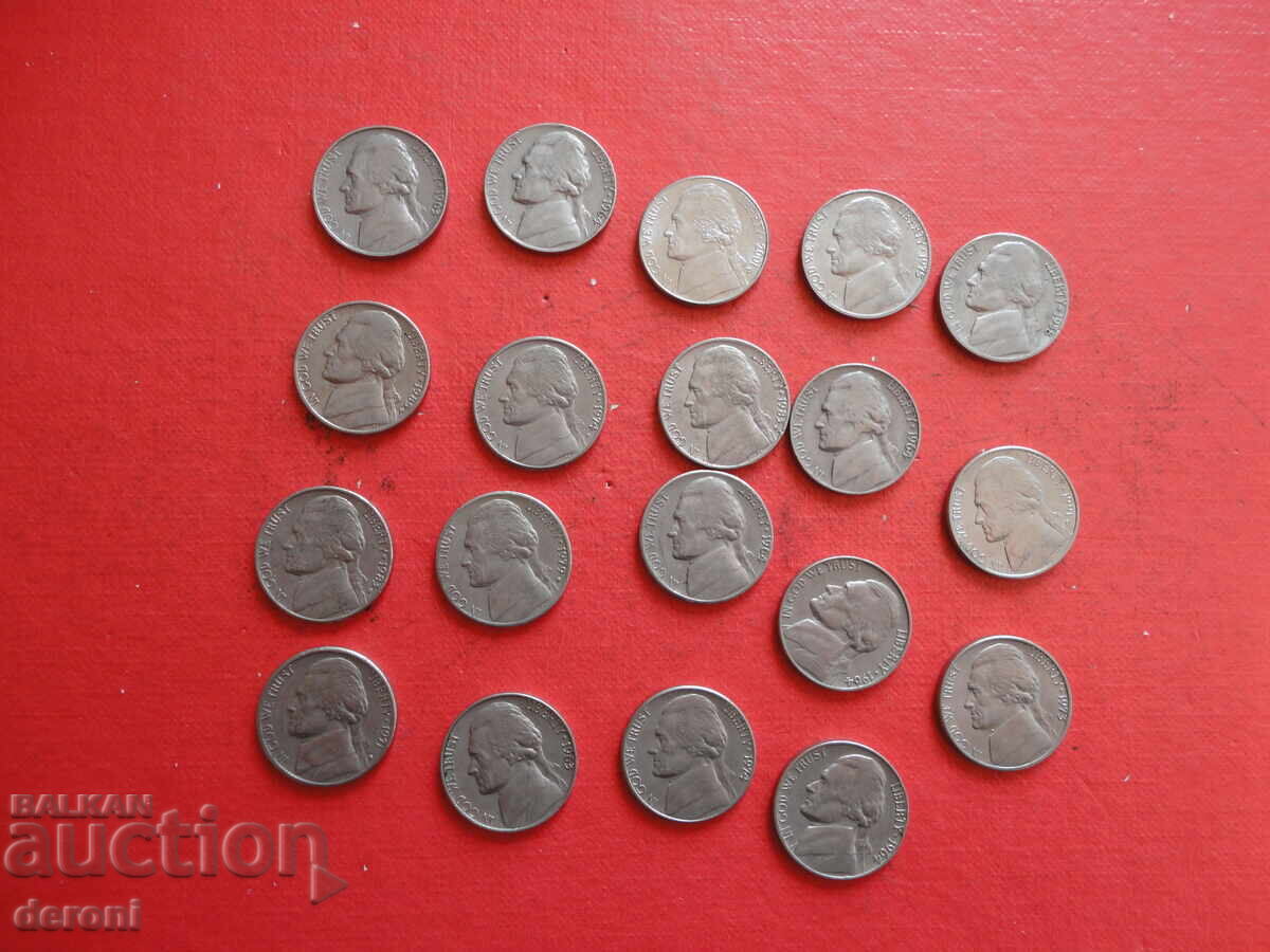 5 cents USA coins lot 5 - 7 5 cents USA coins lot 5 - 7