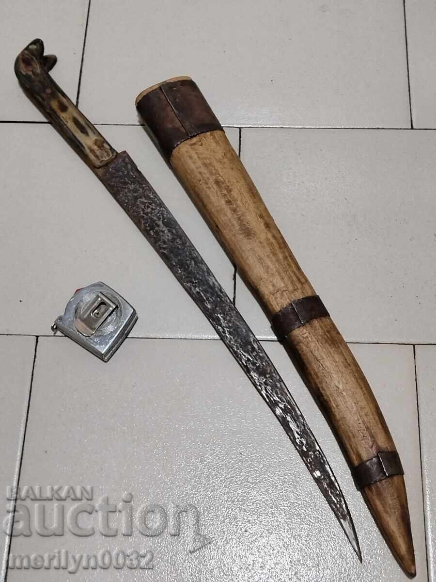 Forged shepherd's knife karakulak chireni from horn damascus blade - 7 Forged shepherd's knife karakulak chireni from horn damascus blade - 7