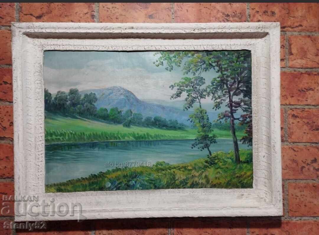 Kartina  peyzazh masleni boi na dyrven fazer.59/43 sm.