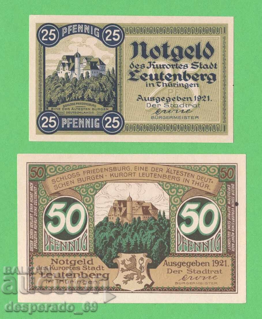 (¯`'•.¸NOTGELD (City of Leutenberg) 1921 UNC -2 pcs. banknotes '´¯)