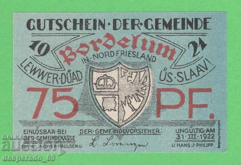 (¯`'•.¸NOTGELD (orașul Bordelum) 1921 UNC -75 pfennig¸.•'´¯) cu preț 2.70 BGN | € 1.38 (¯`'•.¸NOTGELD (orașul Bordelum) 1921 UNC -75 pfennig¸.•'´¯) cu preț 2.70 BGN | € 1.38