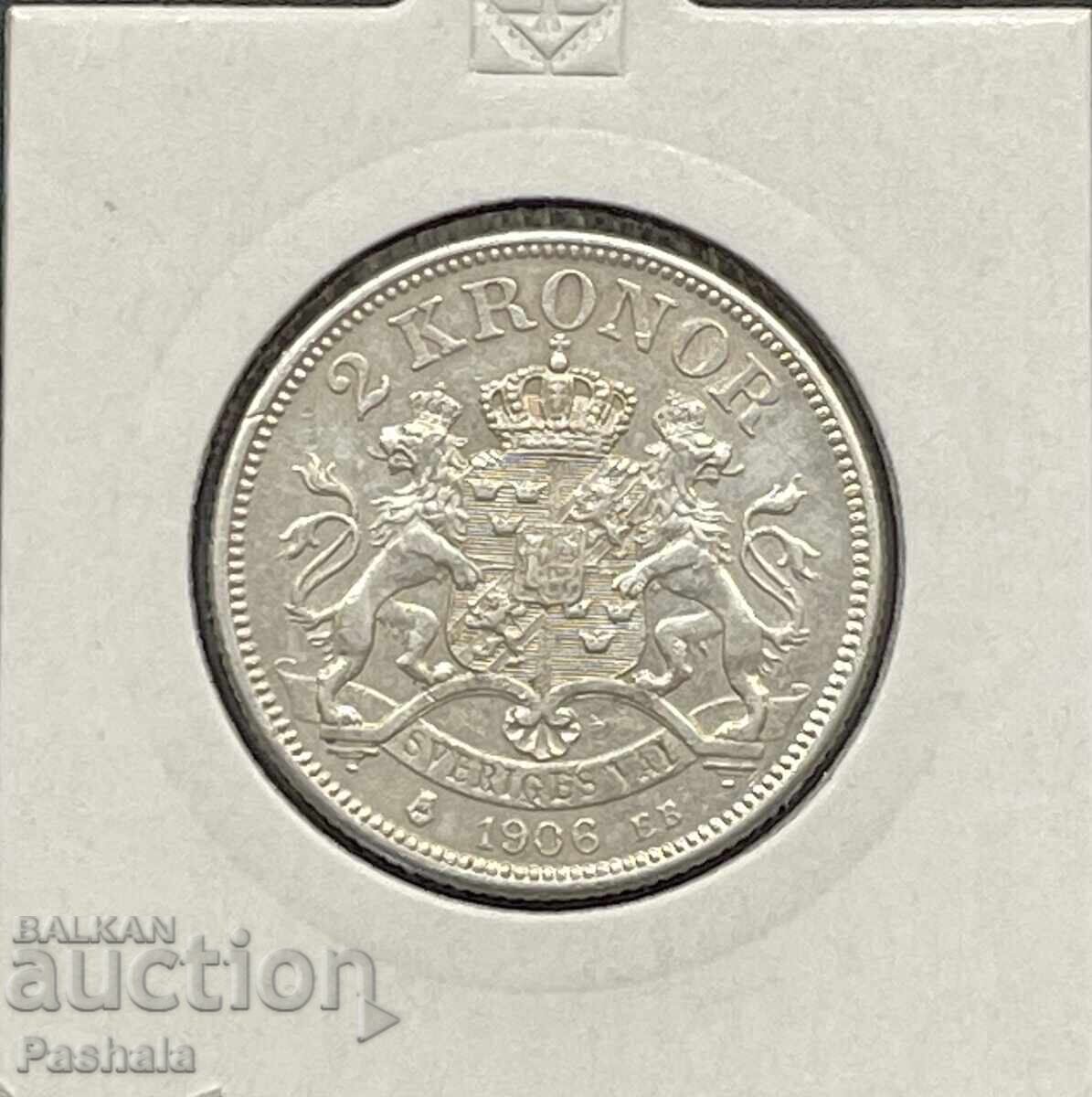 Sweden 2 kroner 1906. Silver. Quality. Sweden 2 kroner 1906. Silver. Quality.