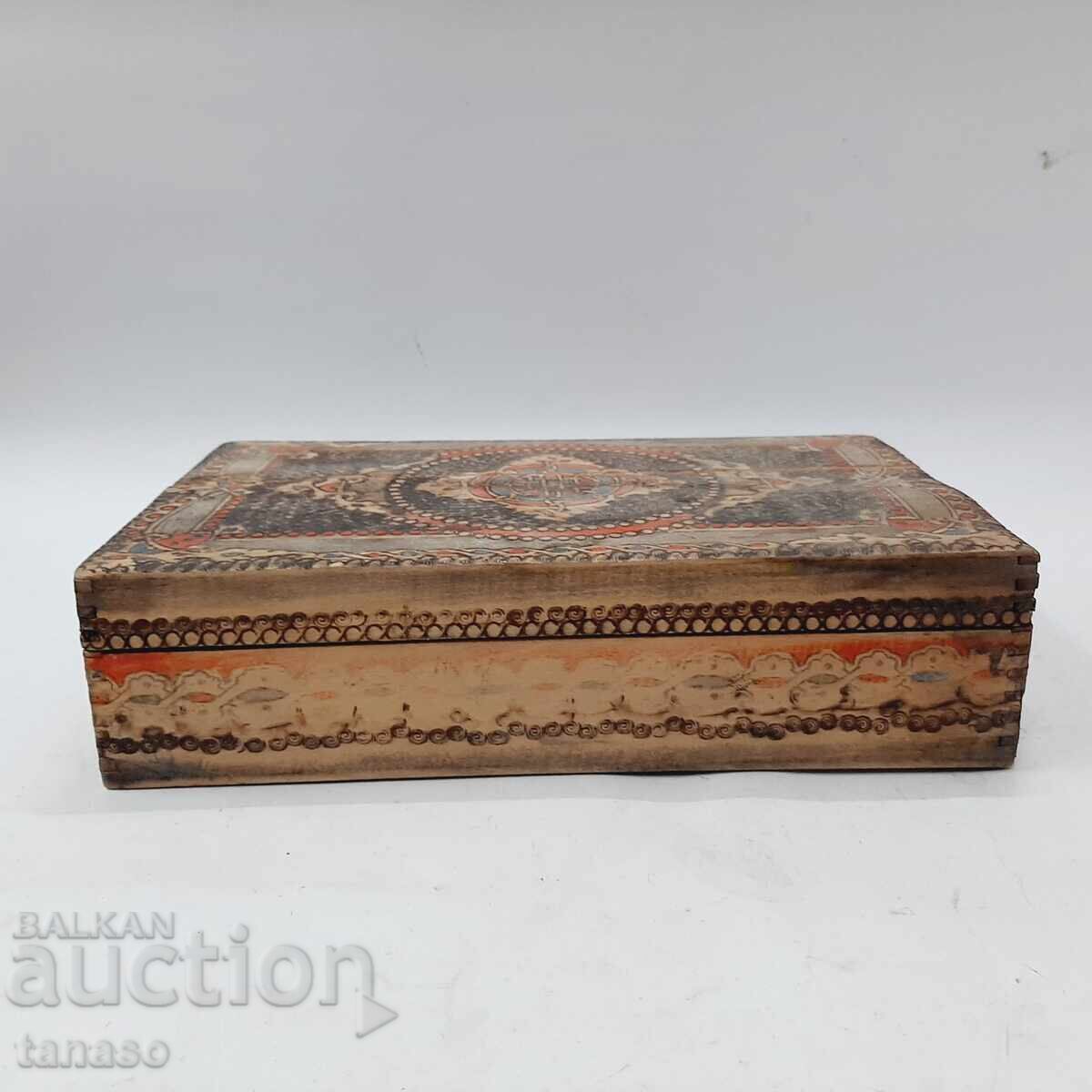 Old wooden pyrographed box (16.4) with price 10.00 BGN | € 5.11