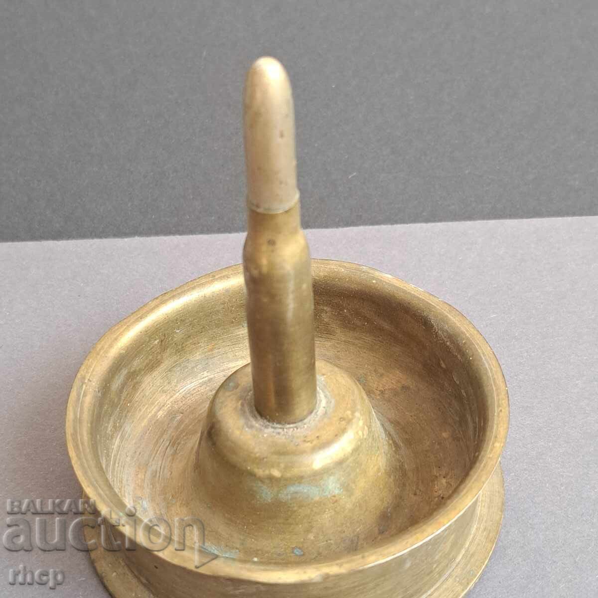 Soldier's creativity - ashtray made of a shell casing and a cartridge with price 33.00 BGN | € 16.87 Soldier's creativity - ashtray made of a shell casing and a cartridge with price 33.00 BGN | € 16.87