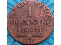 1 pfennig 1844 Prussia Germany - rare year