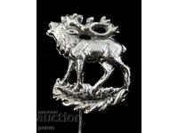 Red deer-Hunting badge-Silver plated metal