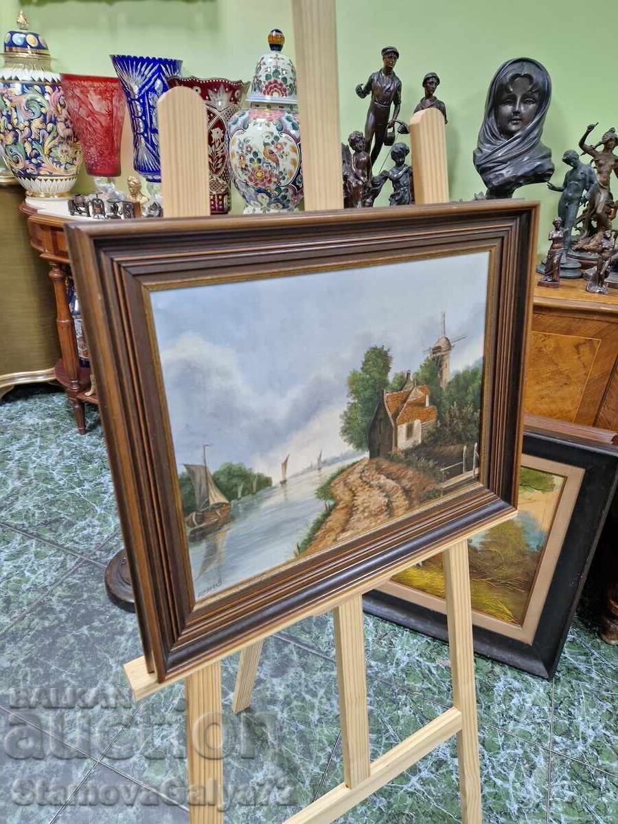 Прекрасна белгийска картина масло върху платно - 6 Прекрасна белгийска картина масло върху платно - 6