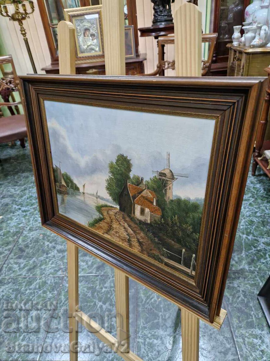 Прекрасна белгийска картина масло върху платно - 7 Прекрасна белгийска картина масло върху платно - 7