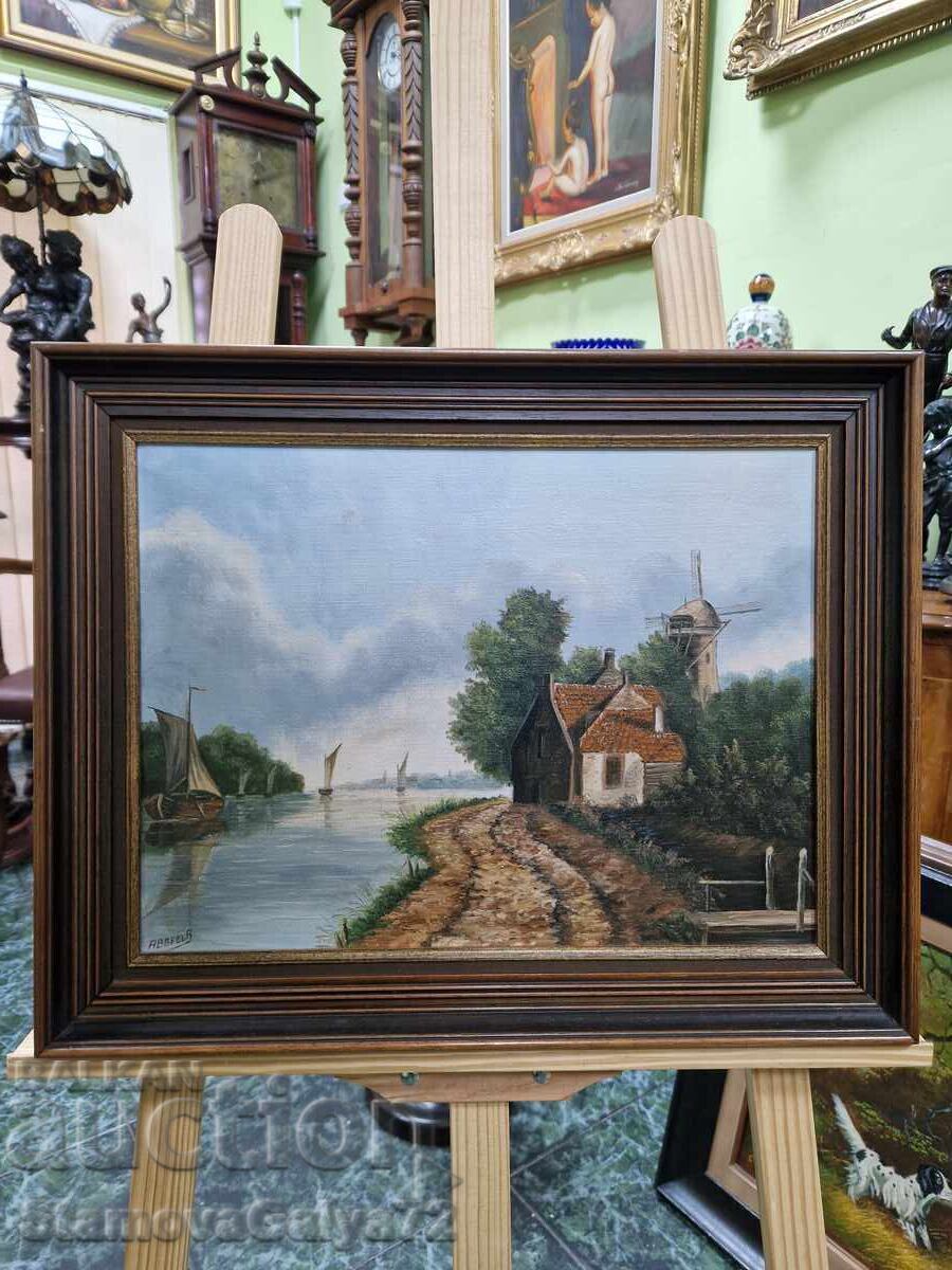 Прекрасна белгийска картина масло върху платно Прекрасна белгийска картина масло върху платно