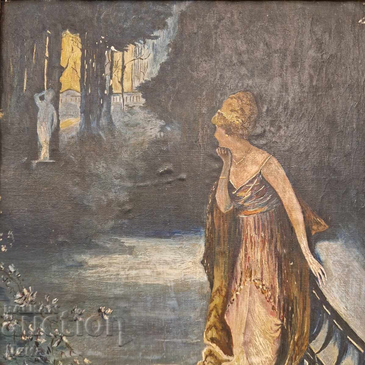 Old painting from the 1920s - Romanticism with price 190.00 BGN | € 97.15 Old painting from the 1920s - Romanticism with price 190.00 BGN | € 97.15