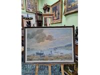 Mare autor maestru pictând ulei pe pânză