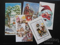 Old Bulgarian New Year cards, double, 5 pieces