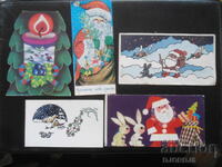 Old Bulgarian New Year cards, double, 5 pieces