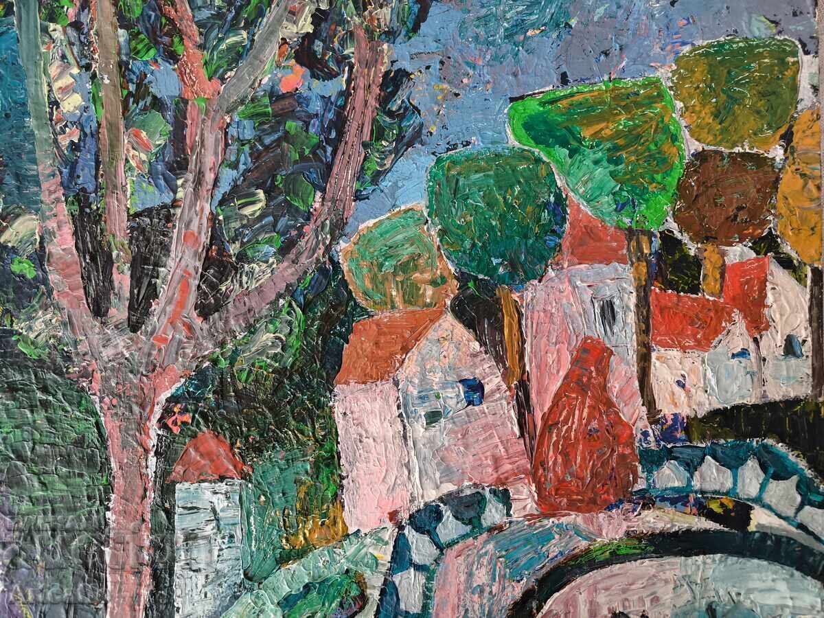 Dana Kandinsky - Landscape with houses, oil on canvas with price 250.00 BGN | € 127.82 Dana Kandinsky - Landscape with houses, oil on canvas with price 250.00 BGN | € 127.82
