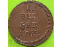 Austria 1 Heller 1765 Vienna Imp. Maria Theresa - rare