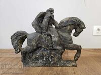 Old Bulgarian bronze sculpture horseman figure