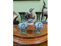 Pereche de vaze rare chinezești antice Cloisonne - Marcaje