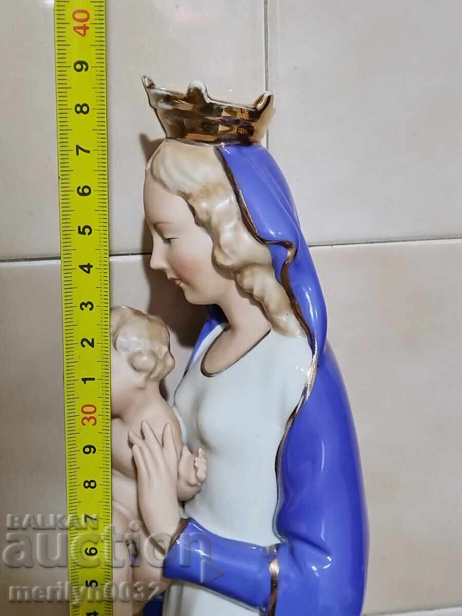 Fecioara Maria din porțelan german cu figurina copilaș Germania - 5