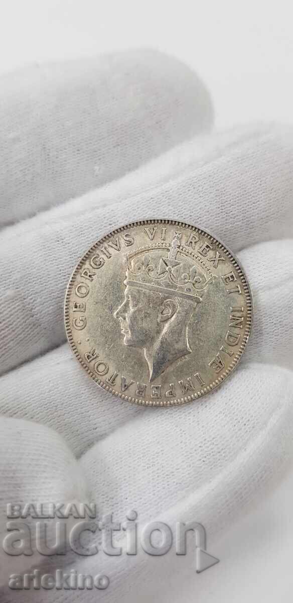 Moneda de argint 1 șiling 1941 Africa de Est Marea Britanie - 7