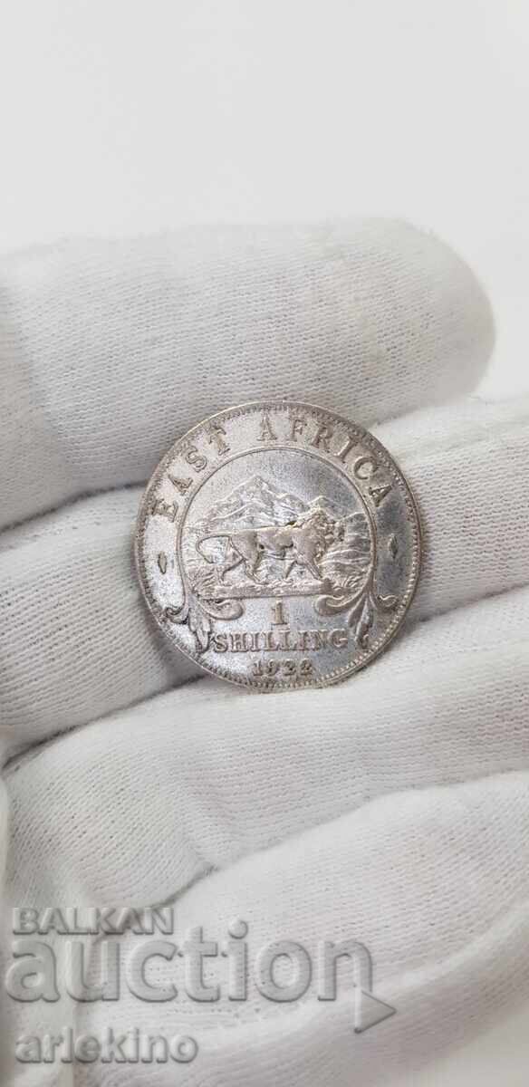 Silver coin 1 shilling 1922 East Africa Great Britain - 5