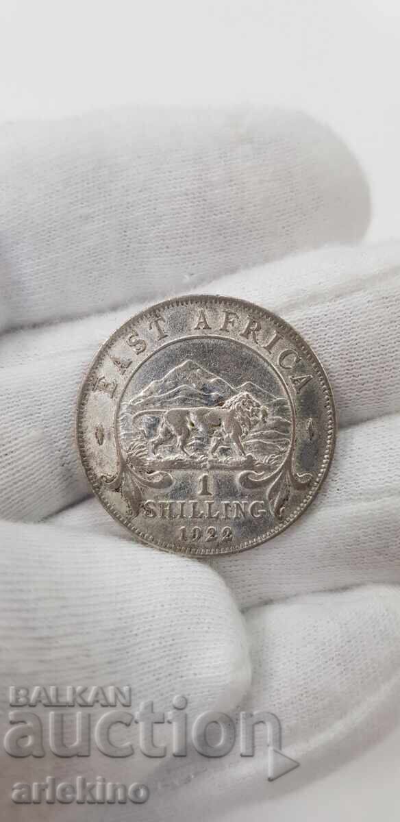 Silver coin 1 shilling 1922 East Africa Great Britain