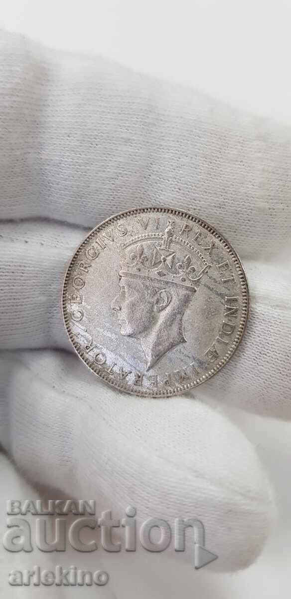 Silver coin 1 shilling 1944 East Africa Great Britain with price 38.00 BGN | € 19.43