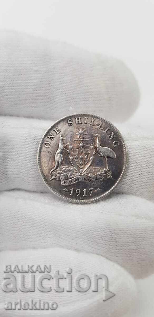 Auction  Rare silver coin 1 shilling 1917 Australia Great Britain