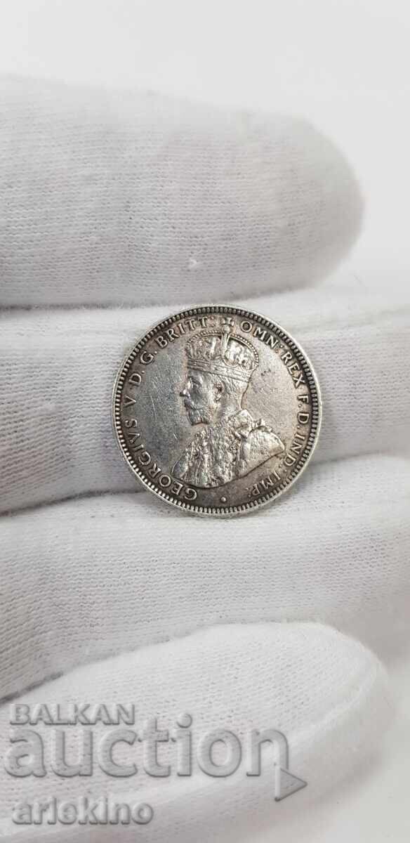 Rare silver coin 1 shilling 1917 Australia Great Britain - 6
