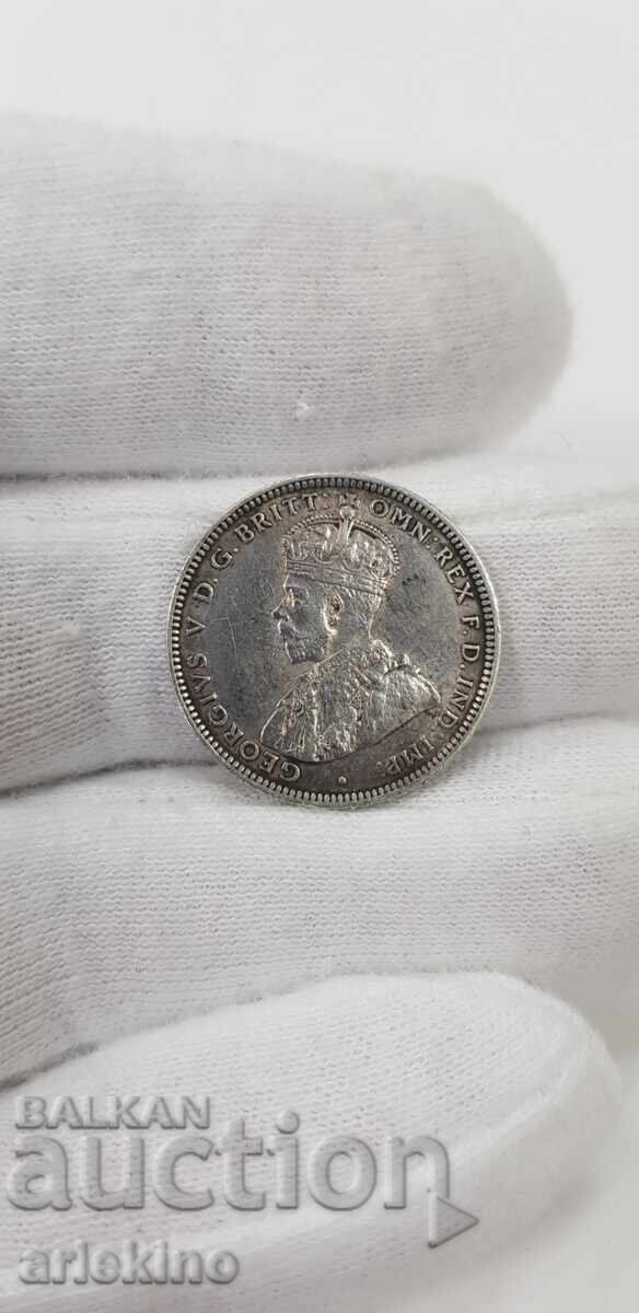 Rare silver coin 1 shilling 1917 Australia Great Britain - 7