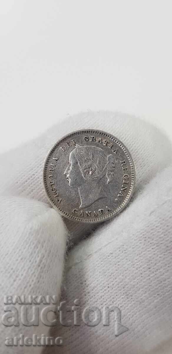 Auction  Rare silver coin 5 cents 1900 Canada, Great Britain