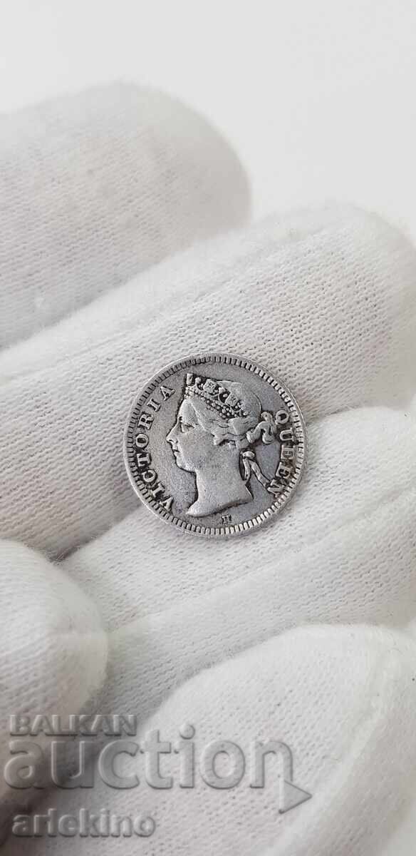 Rare silver coin 5 cents Hong-Kong 1889 N - England with price 62.00 BGN | € 31.70 Rare silver coin 5 cents Hong-Kong 1889 N - England with price 62.00 BGN | € 31.70