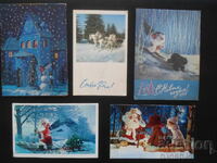 Old Russian New Year cards, 5 pieces