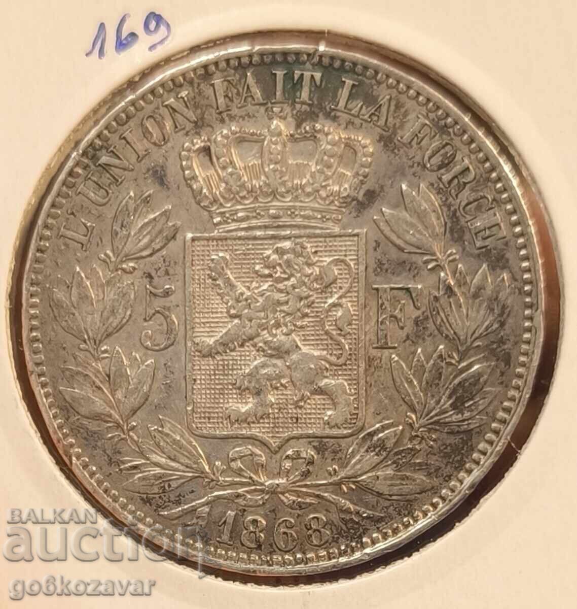 Belgia 5 franci 1868 Argint! Colectare!