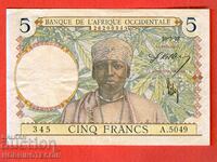 WEST AFRICA WEST AFRICA OCCIDENTAE 5 Franca issue 1938