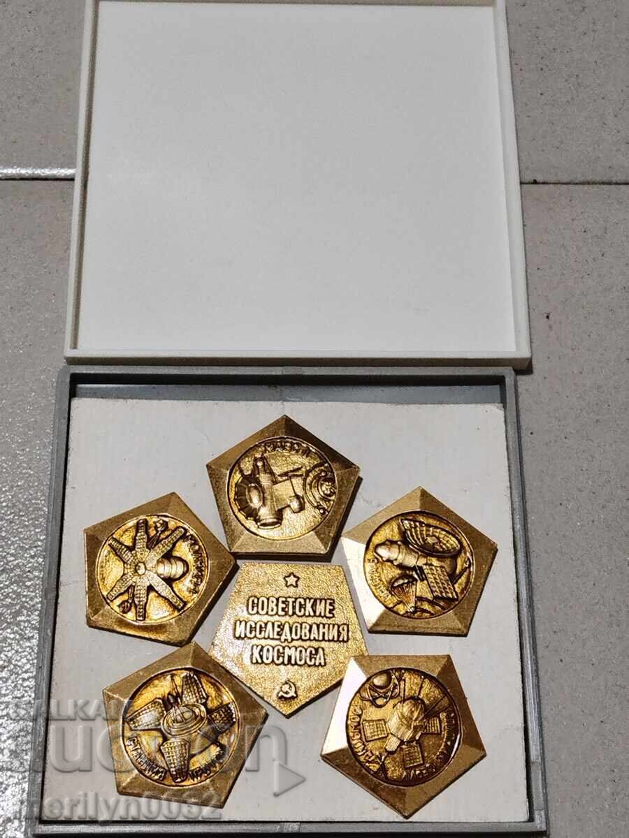 Set of badges 6 pcs Soviet Space Research badge Set of badges 6 pcs Soviet Space Research badge