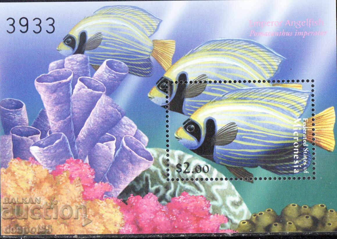 2000. Micronesia. Fish among a coral reef. Block.